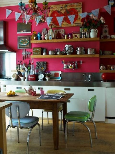 Boho scandi small kitchen w/ pink  Aesthetic kitchen, Home decor kitchen,  Kitchen decor
