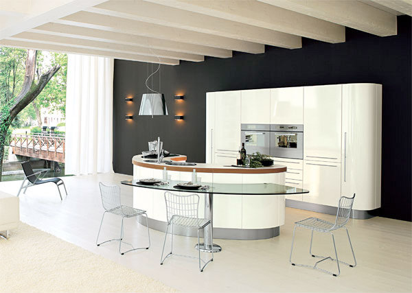 modern curved kitchen island