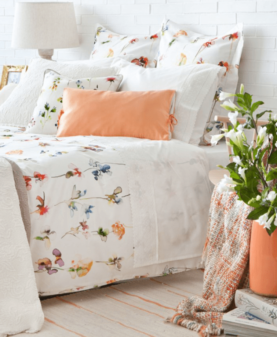 Delightful Summer Bedroom Design In Peach And White Digsdigs