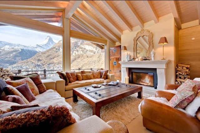 35 Natural Chalet Living Room Designs | DigsDigs