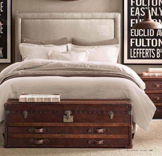 Louis Vuitton Trunk at Foot of Bed - Contemporary - Bedroom