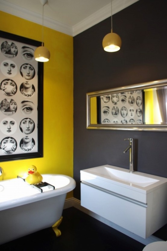 yellow and gray bathroom
